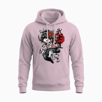 Japanese Geisha Girl Unisex Hoodie - Light Pink
