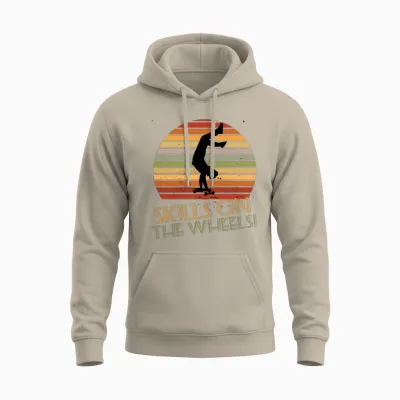 Skills on the Wheels Retro Skateboard Unisex Hoodie - Sand