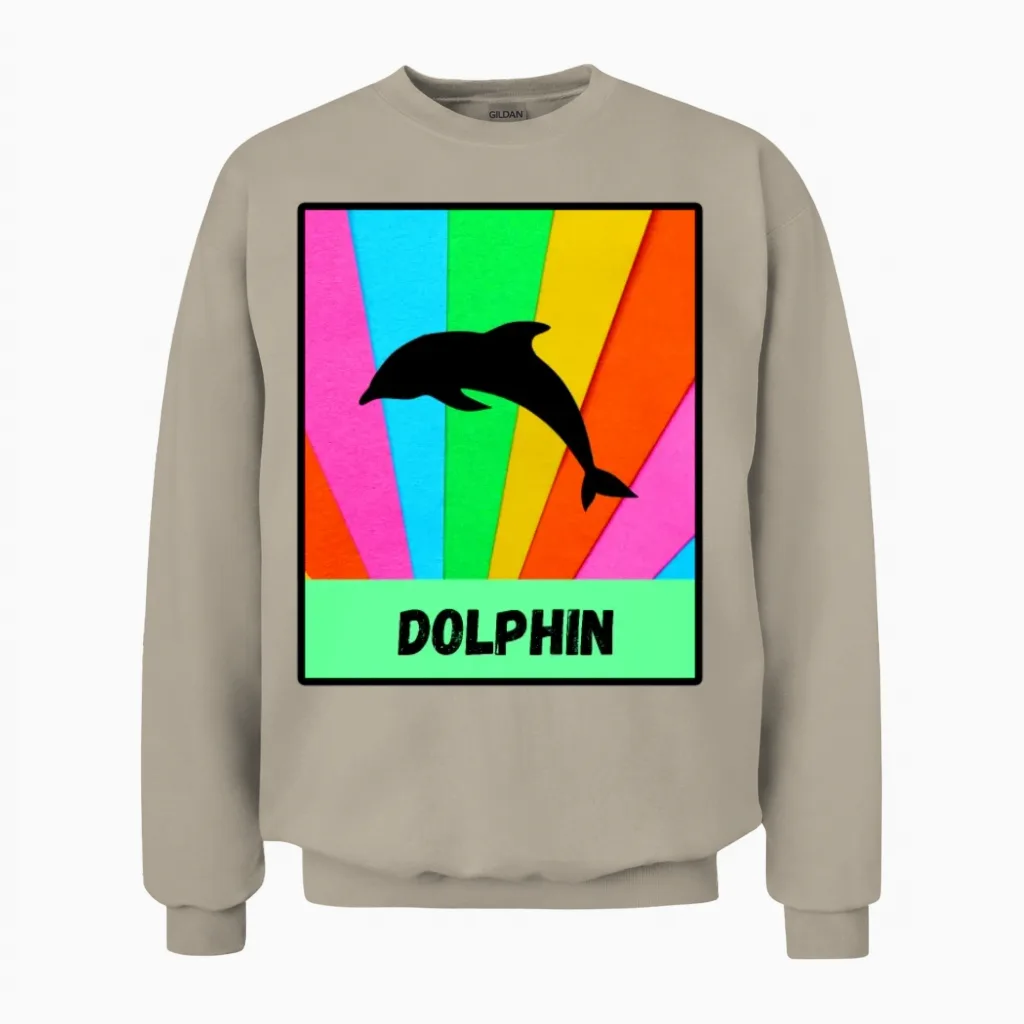 Dolphin Rainbow Retro Classic Unisex Sweatshirt - Sand