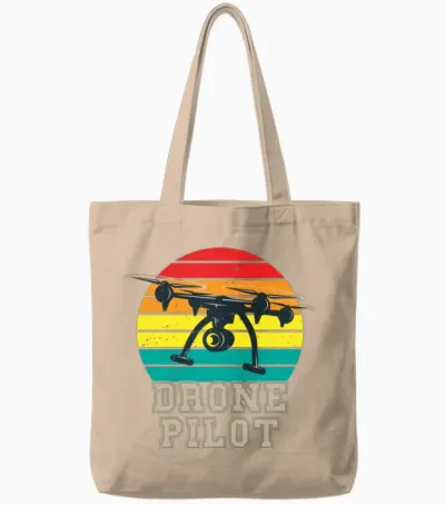 Quadrocopter Retro Drone Pilot Tote Bags - Natural