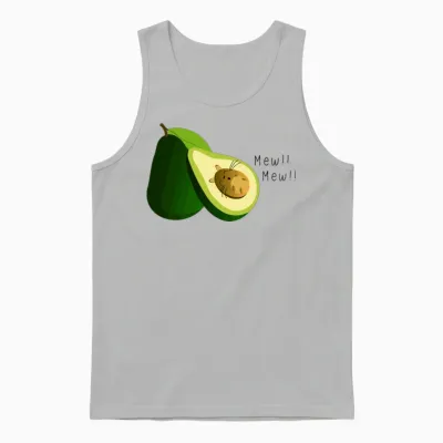 Funny Cat Avocado Unisex Tank Top - Ash