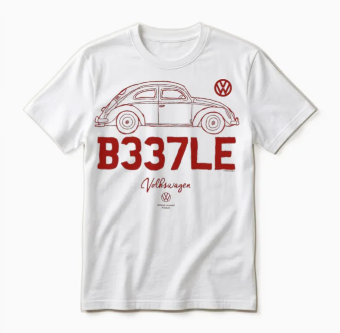 Volkswagen Beetle B337le Car Doodle Long Handle Unisex T-Shirt in White