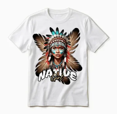 'native Girl' Feather Gd Unisex T-Shirt - White