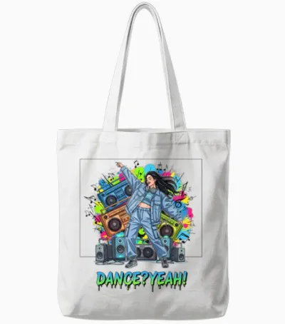 Vibrant Retro Dance Party Illustration Tote Bags - White