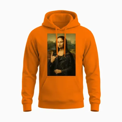 Mona Lisa Funny Rock Band Heavy Metal Art Unisex Hoodie - Safety Orange