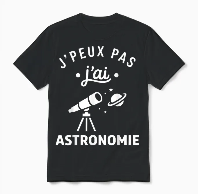 étoiles Espace Télescope Humour J’peux Pas J’ai Astronomie Unisex T-Shirt in Black