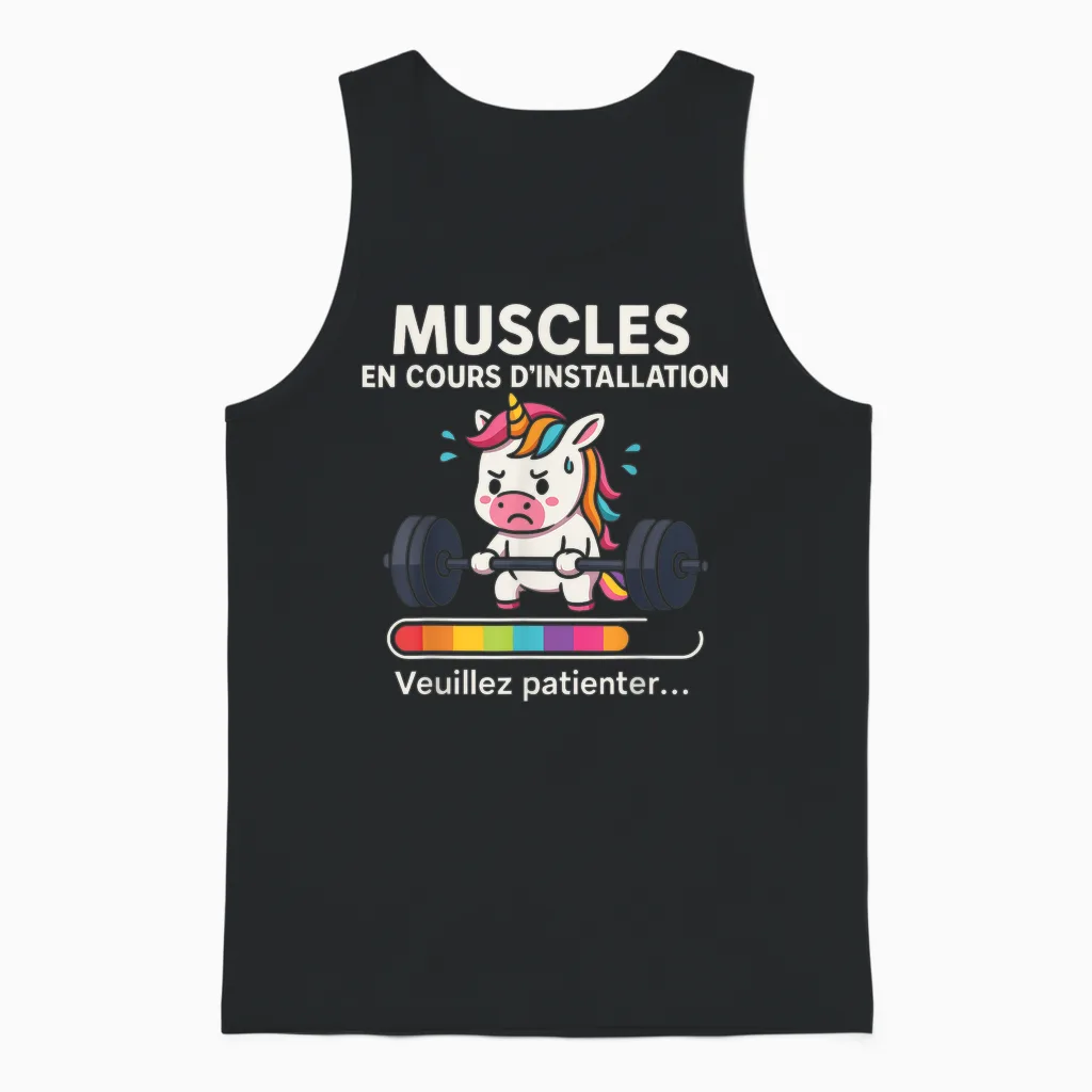 Running Muscles β Funny Sports Gift Women Fitness Unicorn Unisex Tank Top in Black