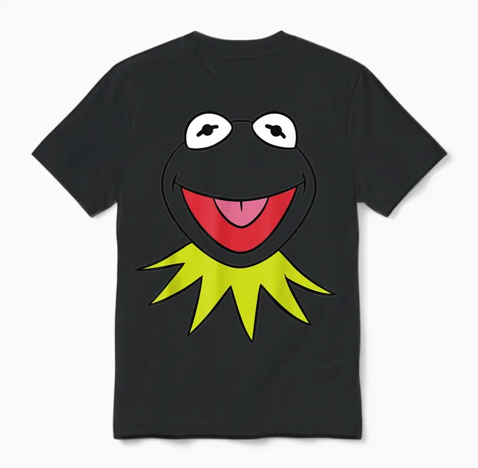 Disney the Muppets Kermit Big Face Vintage Portrait Unisex T-Shirt in Black