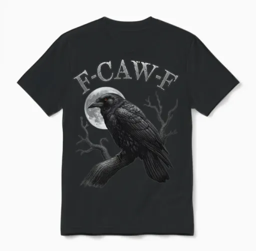 F-Caw-F Black Crow Pun Funny Bird Cawing Unisex T-Shirt in Black