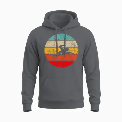 Swimming Retro Unisex Hoodie - Charcoal