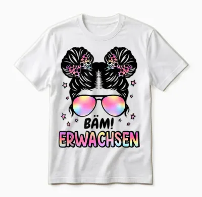 Bäm! Erwachsen Messy Bun Kommunion 2026 Jugendweihe 2026 Unisex T-Shirt - White