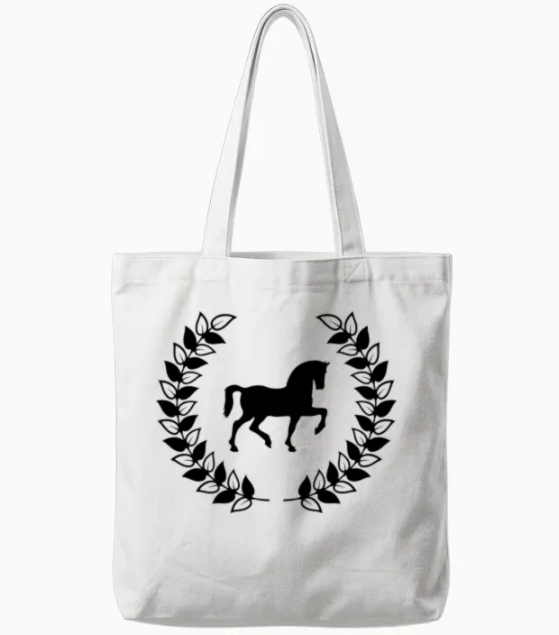 Horse Laurel Wreath - Lovers Tote Bags in White