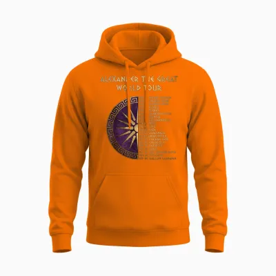 Alexander Der Große: Weltreise Durch Die Griechische Unisex Hoodie - Safety Orange