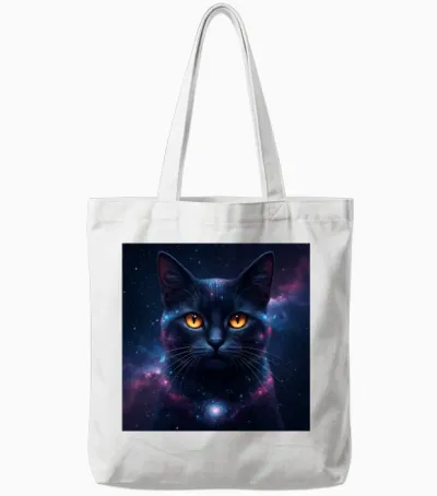 Galaxy Cat Kitten Face Nebula Eyes Space Kitty Art Tote Bags - White
