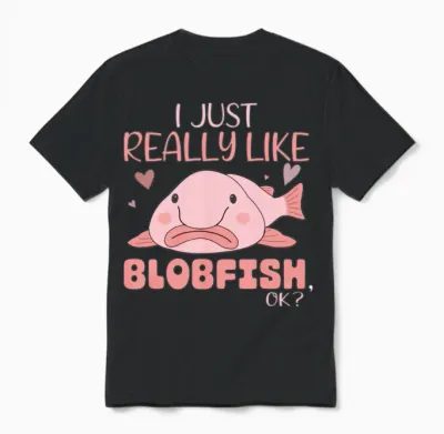 Funny Blobfish Lovers Unisex T-Shirt - Black
