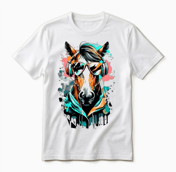 Horse Riding - Cute Horse Head - Equestrian Sports Unisex T-Shirt in White