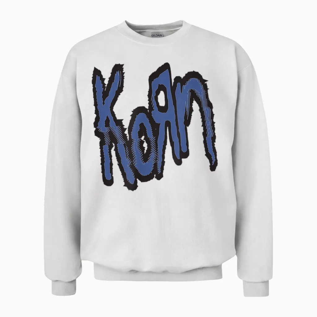 Korn Blaues Logo Unisex Sweatshirt in White
