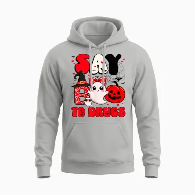 Say Boo to Drugs Cute Boo Red Ribbon Week Awareness Women Unisex Hoodie - Ash