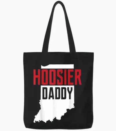 Hoosier Daddy Indiana State Map Gift Tote Bags - Black