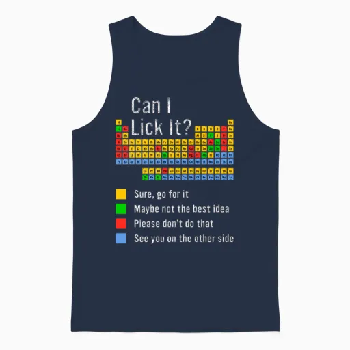 Can I Lick It Periodic Table Teacher Student Unisex Tank Top in Navy