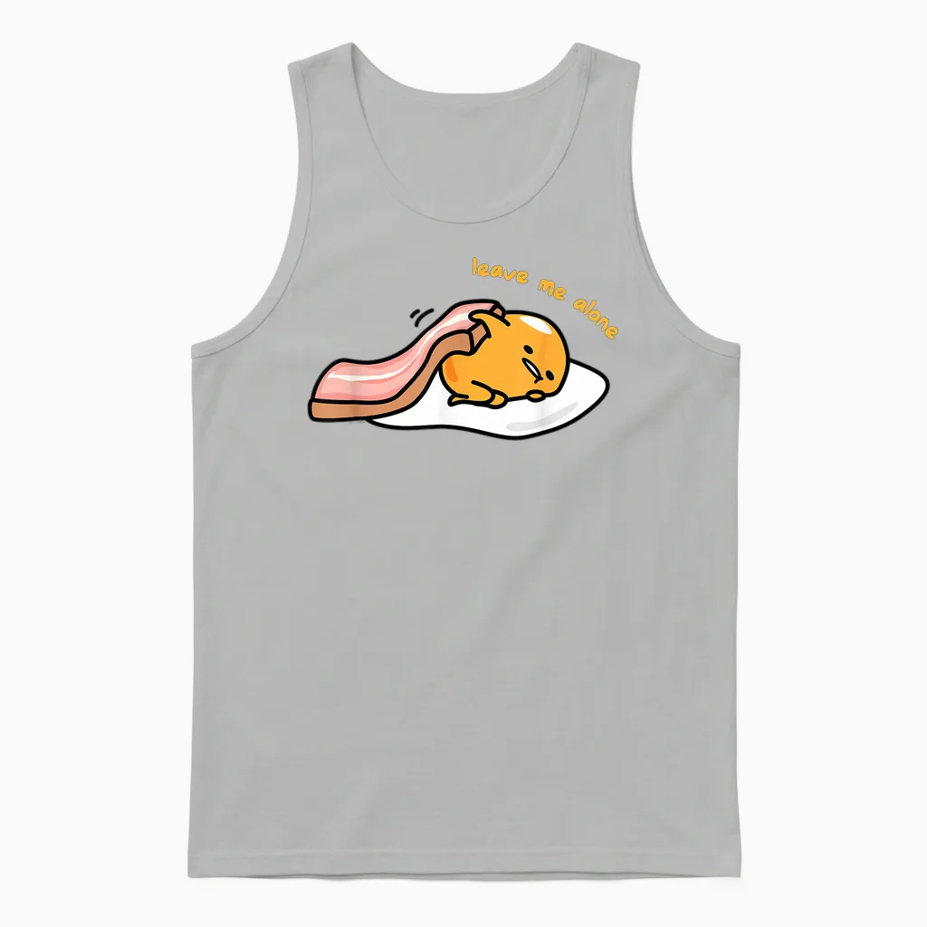 Gudetama Leave Me Alone Unisex Tank Top in Ash