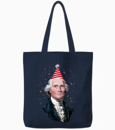 George Washington Party Hat Fun Design Tote Bags - Navy