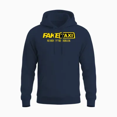 Funny Fake Taxi Driver Clothing - Unisex Adult T-Shirt - Black - S - Short Sleeve Unisex Hoodie - Navy