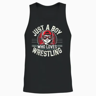 Just a Boy Who Loves Wrestling, Boys & Kids, Wrestler Unisex Tank Top - Black