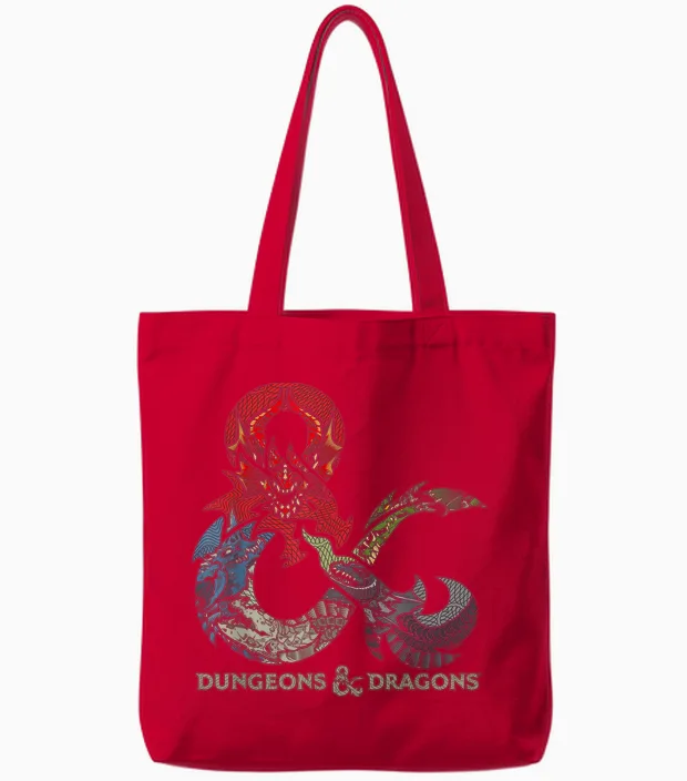 Dungeons & Dragons Dragon Ampersand Logo T-Shirt Small Tote Bags in Red