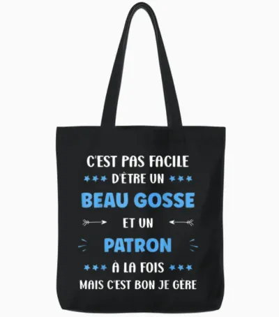 Departure Craft Super Boss Handsome Kid Humour Boss T-Shirt, Black, S Tote Bags - Black