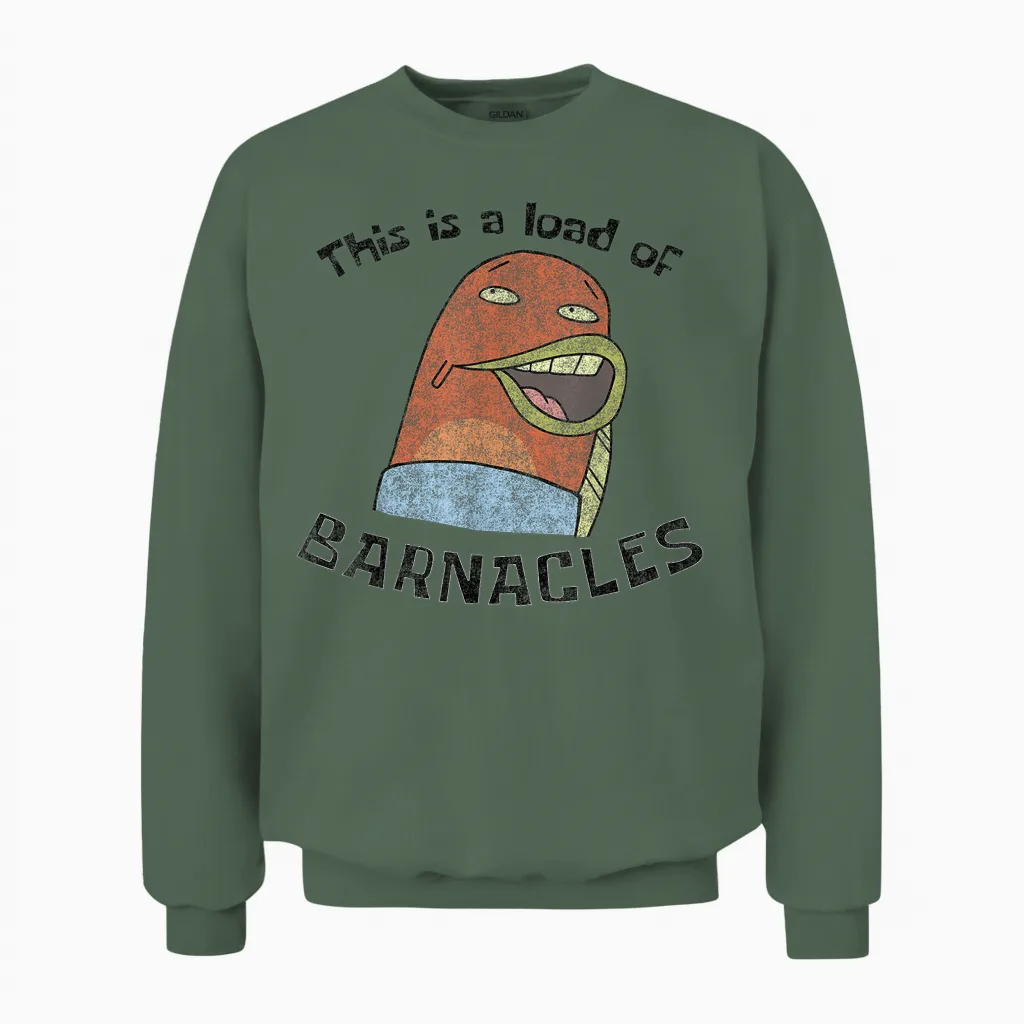 Spongebob Squarepants This Is a Load of Barnacles Unisex Sweatshirt in Military Green