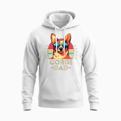 Corgi with Sunglasses Retro Unisex Hoodie - White