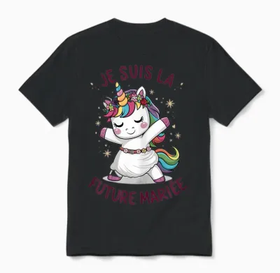 Je Suis La Future Bride Wedding Woman Unicorn T-Shirt, White Unisex T-Shirt - Black