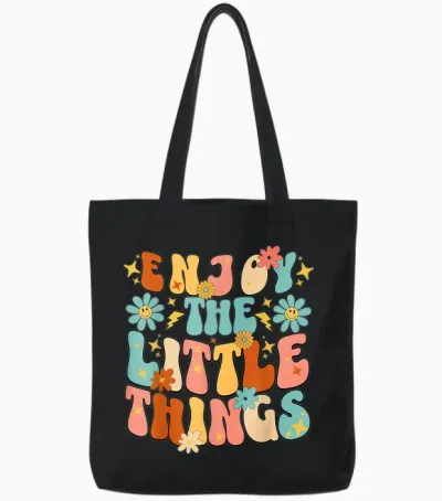 Genießen Sie the Little Things Positive Sprüche Groovy Retro Damen Tote Bags - Black