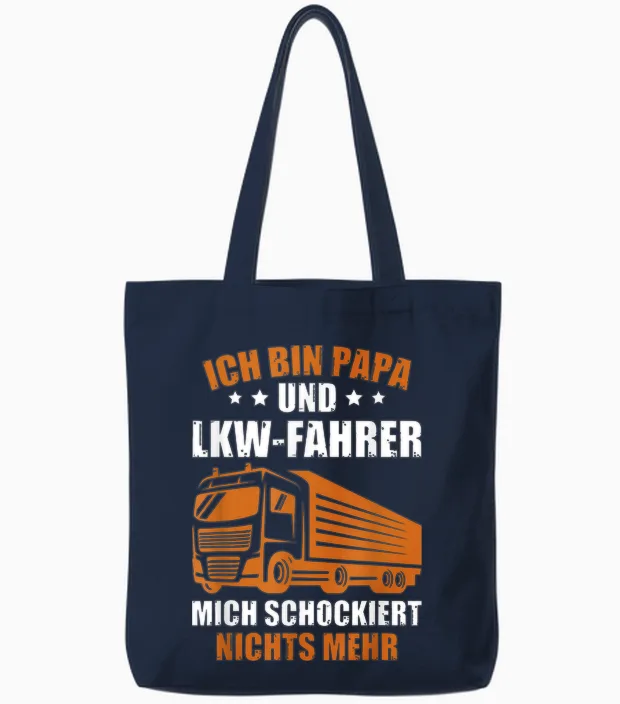 Trucker Father's Day Truck Driver I Am Dad and Truck Driver T-Shirt, Black Tote Bags in Navy