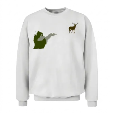 Funny Michigan Yooper Hunting Parody Deer Unisex Sweatshirt - White