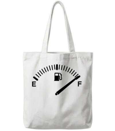 Fuel Gauge Fueled Car Tote Bags - White
