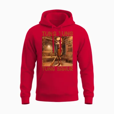 Ung Tung Tung Sahur – Viral Sahur Meme Unisex Hoodie - Red