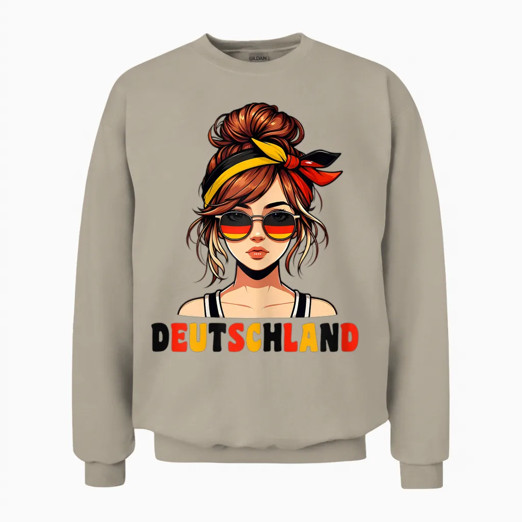 Deutschland Damen Frau Deutsch Deutsches Mädchen Damen Girl Unisex Sweatshirt in Sand