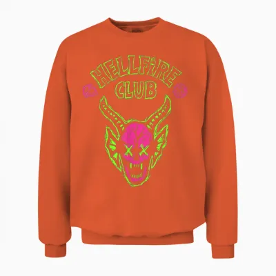 Stranger Things Hellfire Neon Sketch Logo Unisex Sweatshirt - Orange