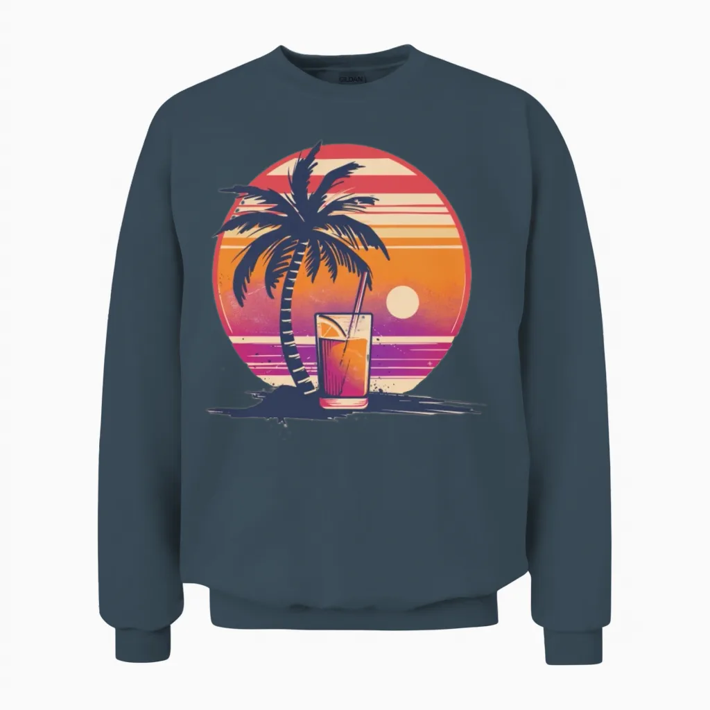 Retro Beach Cocktail Summer & Unisex Sweatshirt in Dark Heather