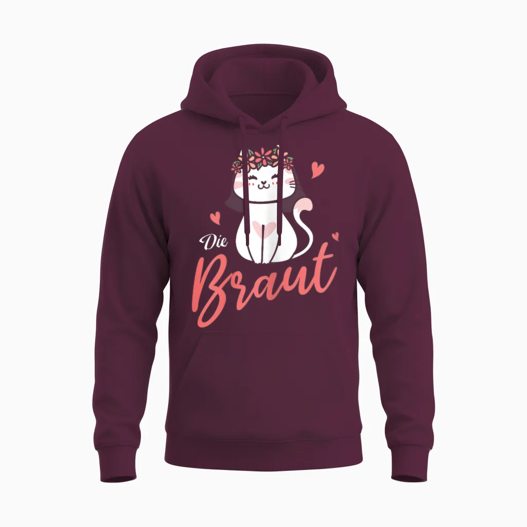 Die Braut Katze Jga Junggesellinnenabschied Hochzeit Geschen Unisex Hoodie in Maroon