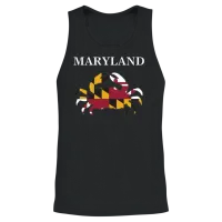 Maryland State Maryland Flag Crab Art Blue Crab Unisex Tank Top - Black – 2