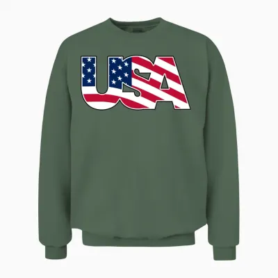 Flag Wave Usa Logo Unisex Sweatshirt - Military Green