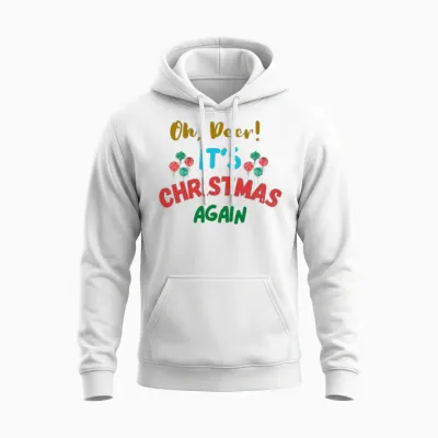 Oh Deer Its a Christmas Again Unisex Hoodie - White