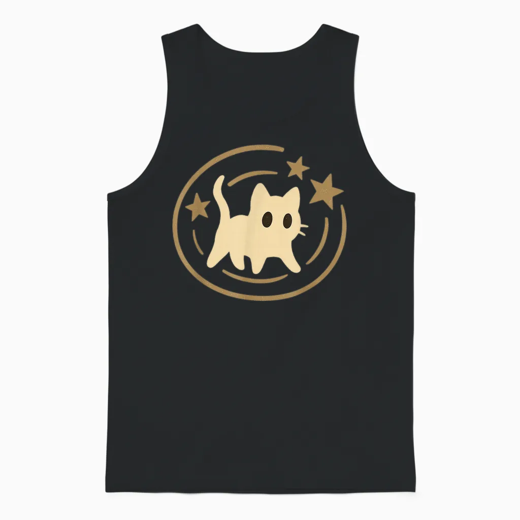 Retro 90s Y2k Scared Cat Cosmic Stars Gift for Men Women Kid Unisex Tank Top in Black