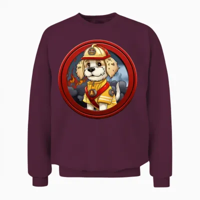 Dogs Firefighter / Fireman Dog Unisex Sweatshirt - Maroon