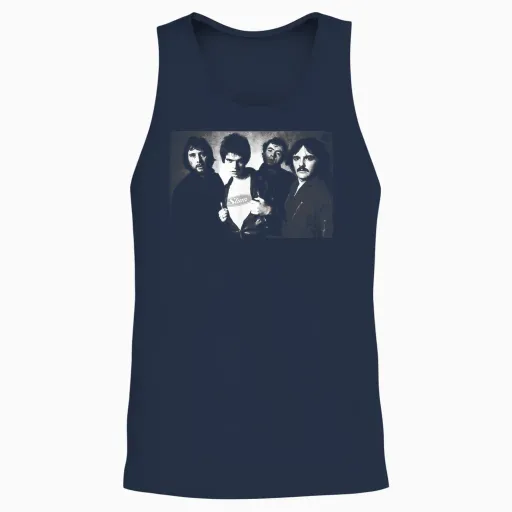 The Stranglers Band Portrait 1977 by Allan Ballard T-Shirt, Black, S Unisex Tank Top - Navy