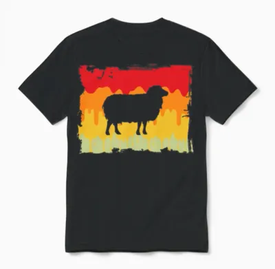 Sheep Retro Unisex T-Shirt - Black