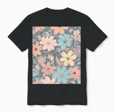Pastel Flowers Unisex T-Shirt - Black